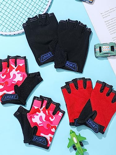 Image of Boao 3 Pairs Kids Half Finger Bike Gloves