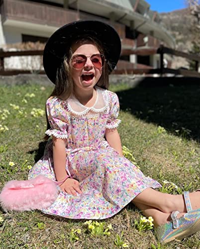 Girls Dresses Size 8 Floral Short Sleeve High Waist Dress For Party Pink Size 8 #TOP2