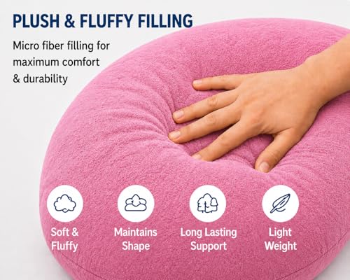 Image of Restify J-Shape Pregnancy Pillow for Women Sleeping | Full Body Maternity Pillow for Back, Hips, Legs & Belly Support | Removable & Washable Velvet Cover | Pink