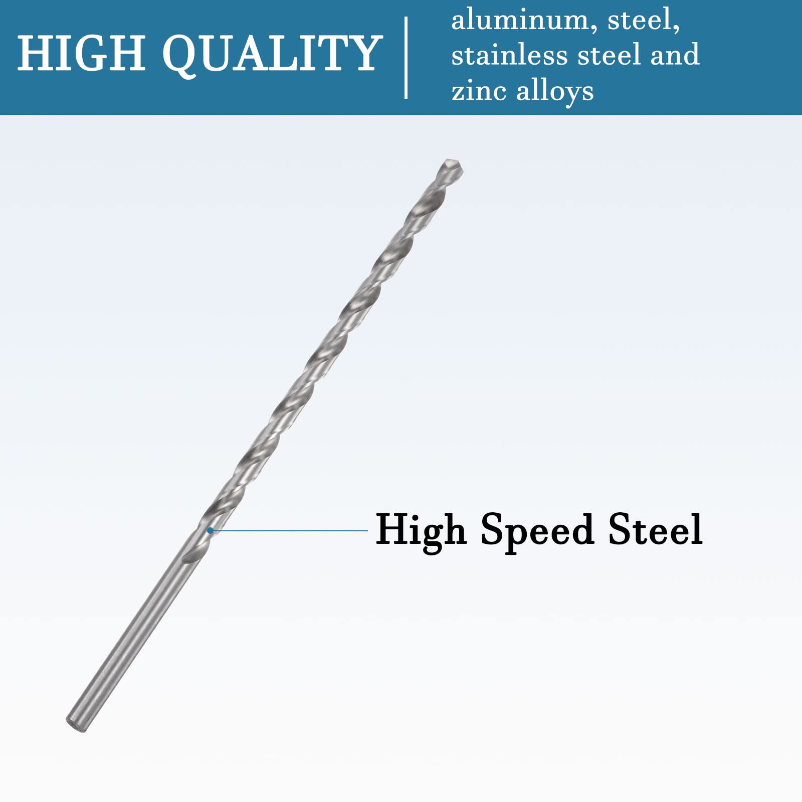 QUARKZMAN 10mm x 300mm Helicoidal Taladro x 1uds HSS Recto Vástago para Perforación, [Plateado Tono]