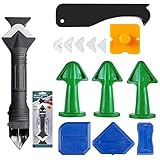 Silikonentferner, 15 Dichtungswerkzeug Set mit 3-in-1 Dichtmittelentferner Schaber Fugenkratzer/Silikon Abzieher/Dichtungsdüse, Silikon Entferner Fugenwerkzeug Fugenglätter für Bad Küche Fliesen