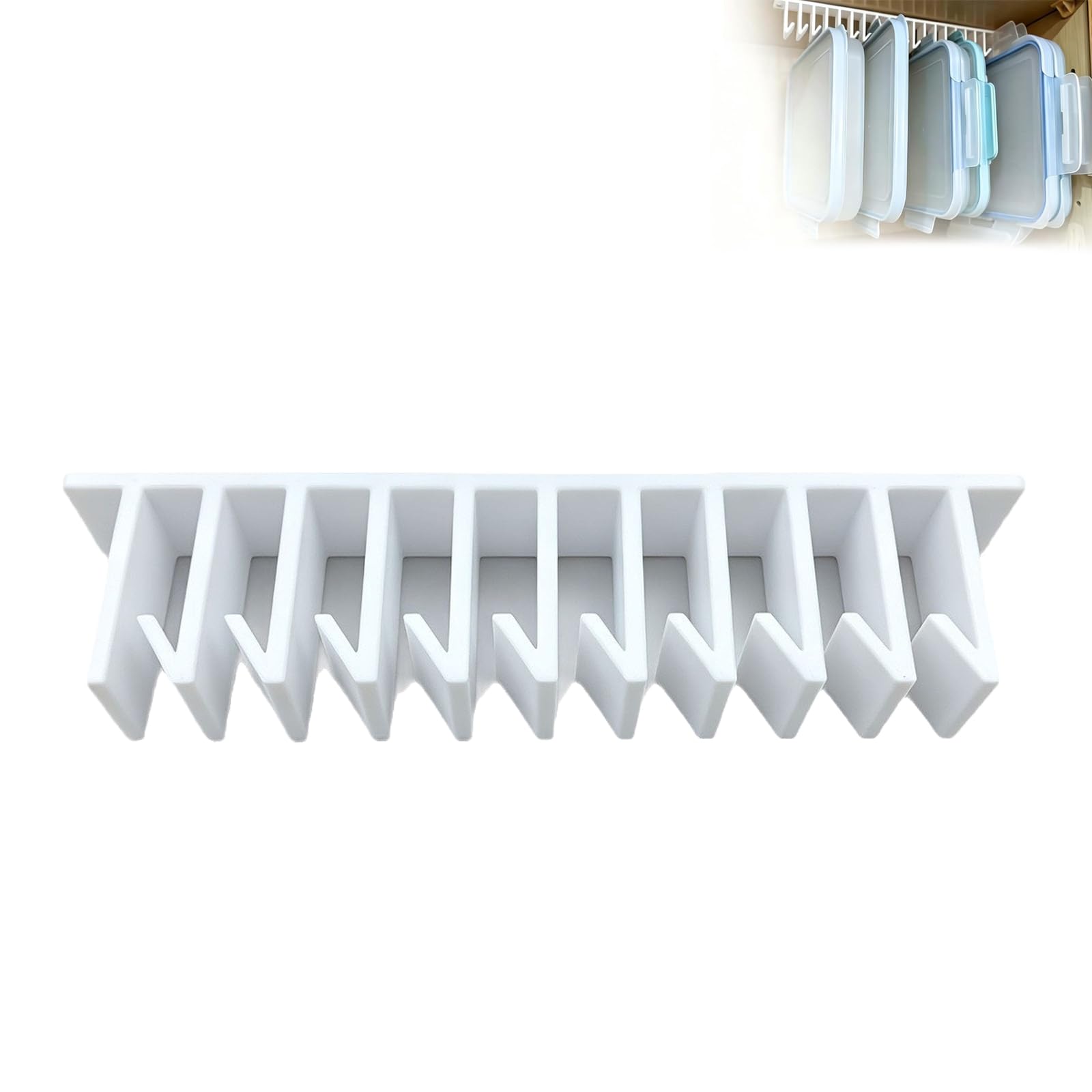 Lid Organizer – 10-Slot Hanging Organizer In Cabinet, Keeps Food-Container Lids Upright, Separated, And Easy To Grab Without Taking Over Your Cabinet, Food Storage Container Lid Holder (1*White)