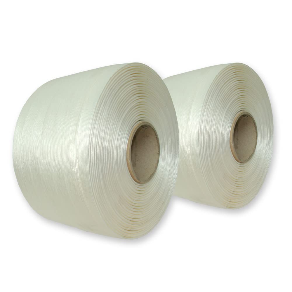 2 Rollen Polyester-Umreifungsband 19 mm, 250 m, reißfest bis 550 kg, Ballenpressenband zum Bündeln von Wertstoffballen