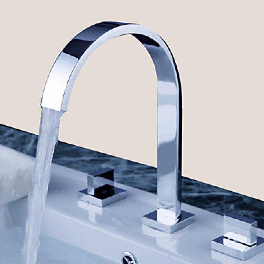 Robinet de lavabo cascade chromé 3 trous pour stopper les éclaboussures de bain