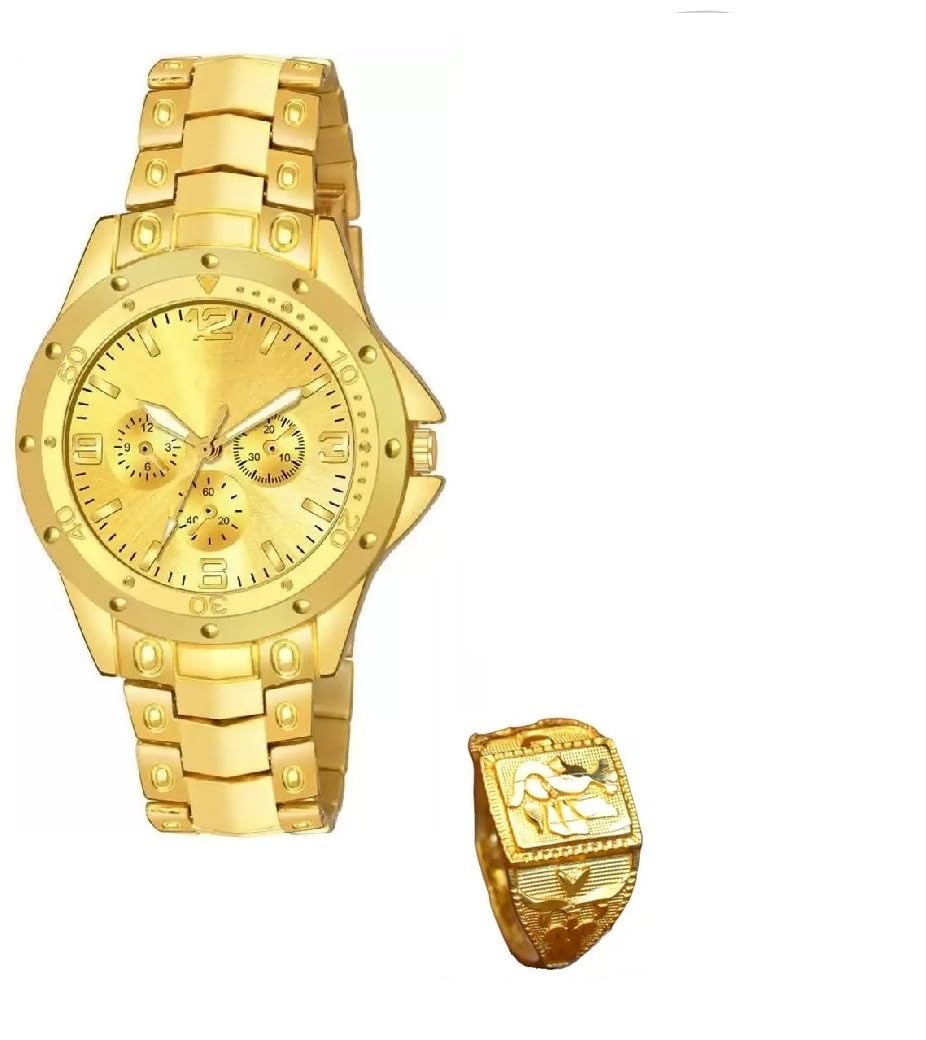 LAKSH Rosra Golden Formal & Ethnic Casual Analog Watch with Men’s Ring Free(SR-225) AT-225 (B0CW9XWYW1) Amazon Price History, Amazon Price Tracker