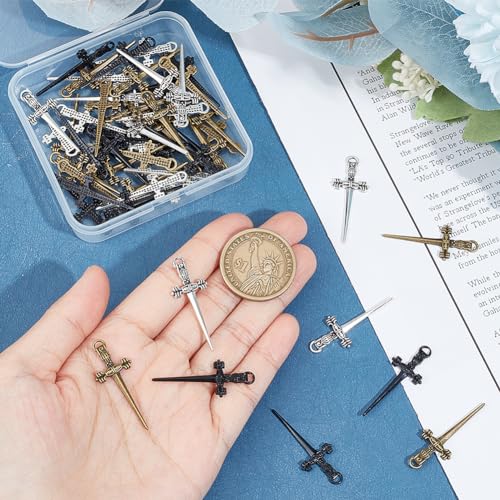 Longues épées breloques pour la fabrication de bijoux uniques en alliage - 4