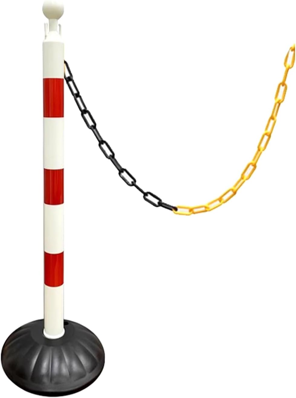 Safety bollards with Plastic Chain, Parking Barrier bollards, Delineator Post with Base, for Traffic Control & Construct(Yellow