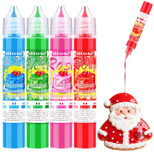 Colorant Alimentaire Liquide - 4 Couleurs Colorant Alimentaire Hautement Concentré, Sans Gluten, Sans Produits Laitiers, Colorant Alimentaires Naturel pour Oeufs Bio, Gâteau, Fondant, Macaron - 30 ml