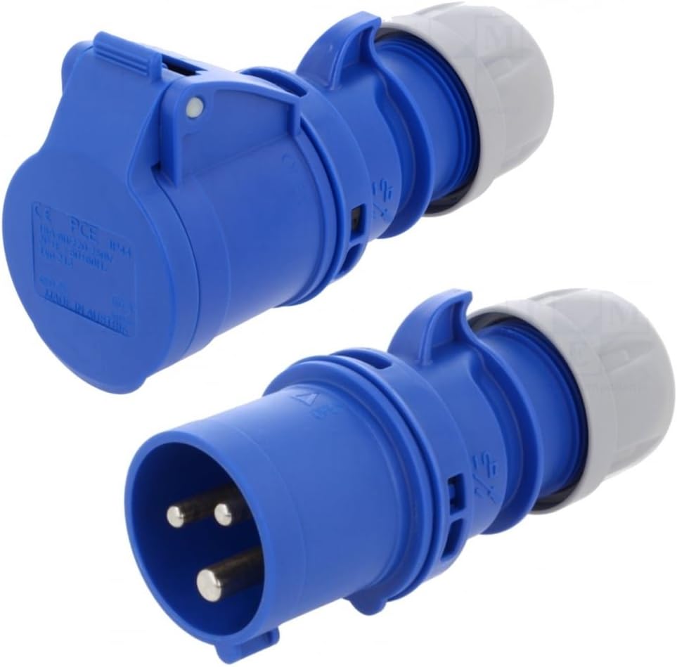 16 Amp 240v Site Trailing Plug & Socket 230v 16a 3 Pin 240 Volt Blue Hook Up 1X 3001655 1X 3001678