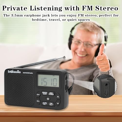 Image of AM FM Radio, Portable Emergency Weather NOAA Radio, Small Digital Radio with Dual Mode Storage, Digital Tuner, Sleep Timer, Wall Plug and Battery Powered (Grey)