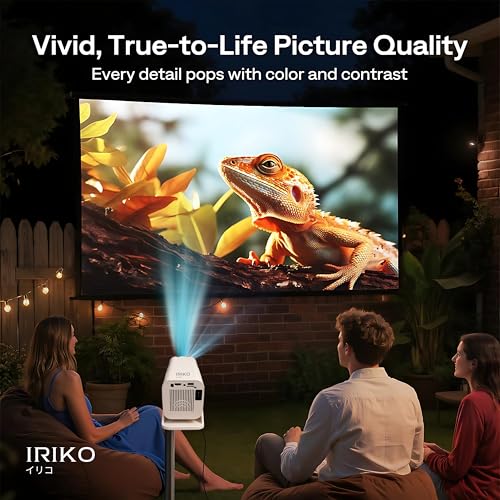 Image of IRIKO Prizm Plus Projector WiFi 6 Mini Projector with Bluetooth 5.2, Native 1080P Full HD Support, 150 inch Display, Auto Keystone & 180 Adjustable Stand, Portable Home Theater Projecter. (Prizm Plus)