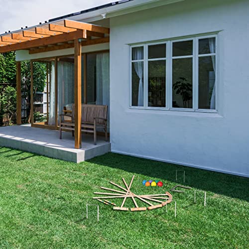 Relaxdays Krocket Spiel, 6 Spieler, Kinder & Erwachsene, Komplettset mit Tasche, Croquet Set Holz, Schläger, Mehrfarbig