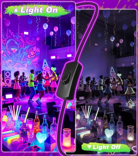 Image of TigQiang 100W 4 Pack LED Black Light, Blacklight Flood Light IP66 Waterproof Outdoor with Plug Switch Cord for Halloween, Neon Glow in The Dark Party, Body Paint, Fluorescent Poster, Classroom Party