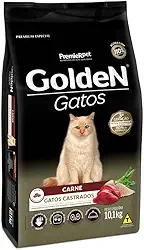 Ração Golden para Gatos Adultos Castrados - 10,1kg Premier Pet Adulto - Sabor Carne