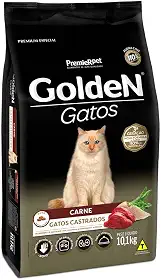 Ração Golden para Gatos Adultos Castrados - 10,1kg Premier Pet Adulto - Sabor Carne