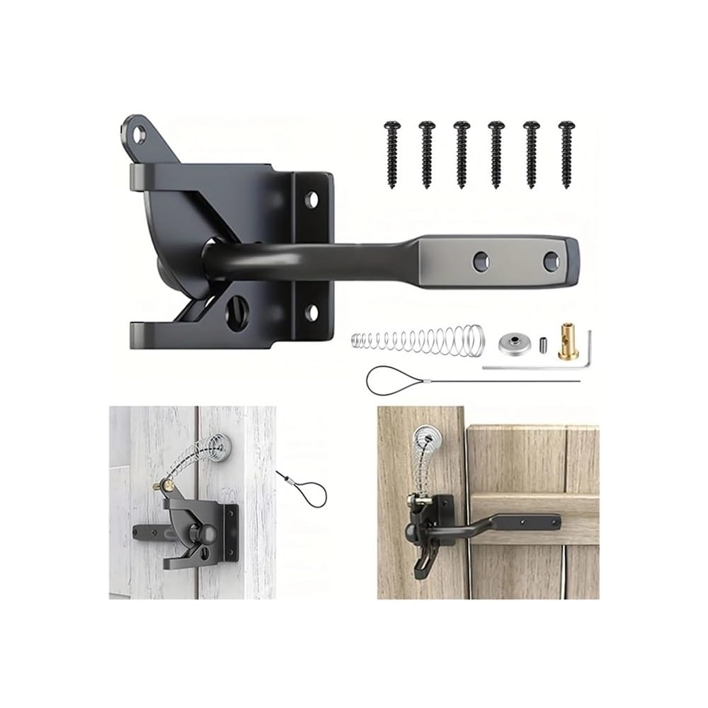 Palut Black Stainless Steel Latch, Auto Gravity Lock For Garden & Fence Gates