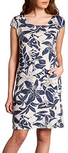 Caspar SKL026 knielanges Elegantes Damen Sommer Leinenkleid, Farbe:beige, Größe:M - DE38 UK10 IT42 ES40 US8