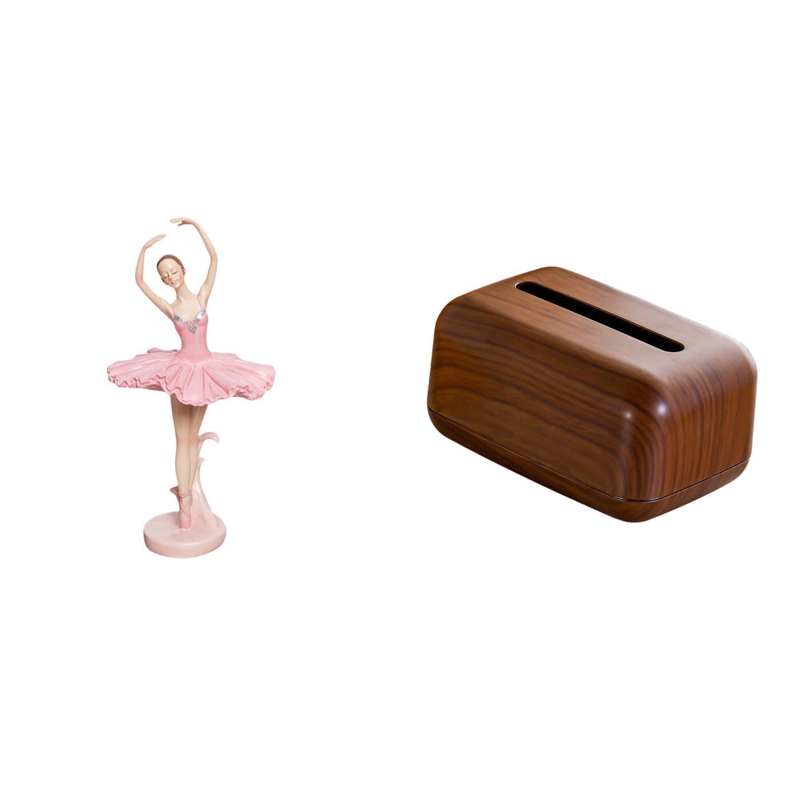 FABLOFT Elegant Resin Ballerina Girl Figurine Tissue Holder