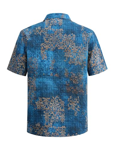 Floral Hawaiian Shirt for Men - Tropical Short Sleeve Button Down Shirts, Retro Cotton Casual Shirt for Summer2