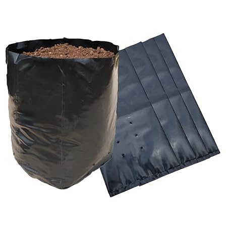 Greenbelt Nursery Bags for Plants Plastic Poly Grow Bag Plant Bag Black UV Protected Size 18x18 INCH Pack of 5 10 (10)