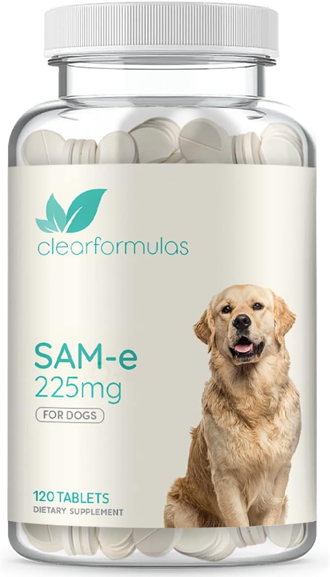 ClearFormulas Sam-e for Dogs, S-Adenosyl-L-Methionine, 225mg 120 Chewable Tablets, Natural Hepatic Liver Health Support