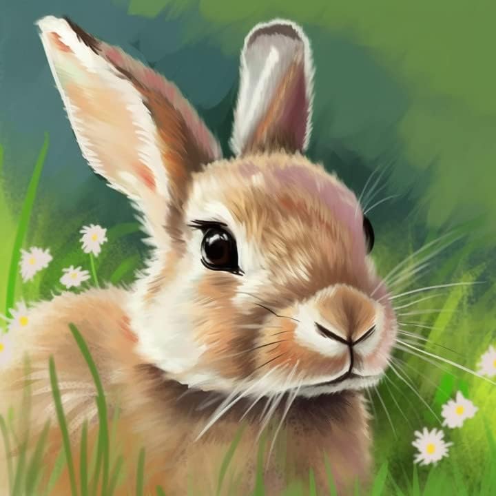 Kit Peinture Diamant 5D DIY Lapin Mignon Aux Fleurs – Broderie Diamant Strass Rond 30x30 Cm, Idée Déco Murale Relaxante Cadeau Adulte Enfant Kit Broderie Strass Rond