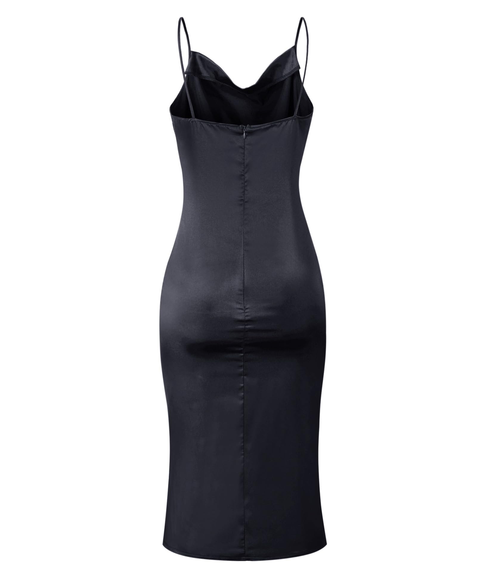 xxxiticat Women's Sleeveless Spaghetti Strap Satin Dress Cocktail Beach Evening Party Cowl Neck Dot Leopard Midi Dresses