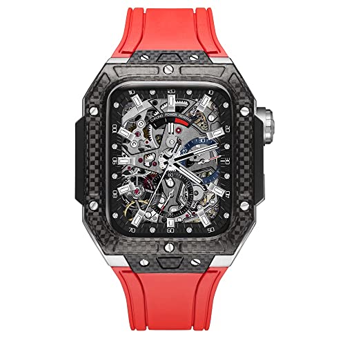 Bracelet en caoutchouc et coque fibre de carbone Apple Watch 45mm mod kit de luxe