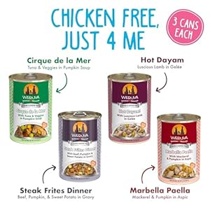Weruva Classic Dog Food, Variety Pack, Chicken Free, Just 4 Me, Wet Dog Food, 14oz Cans (Pack of 12)
