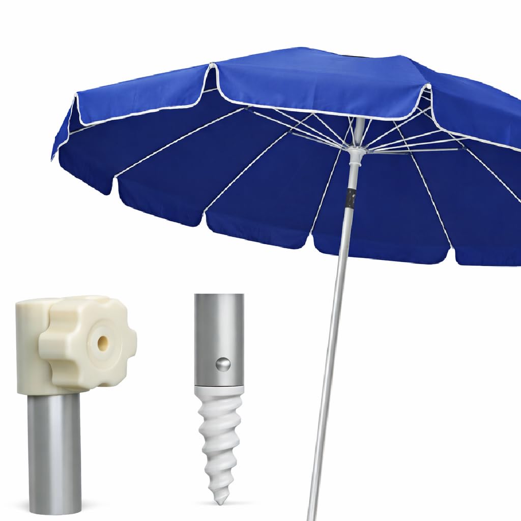 DANYX Ombrellone Mare Spiaggia 200 cm Antivento 12 Stecche Fibra di Vetro, Palo Alluminio 32 mm, UV50+ Inclinabile 45°, AirVent, Punta Trivella con Custodia