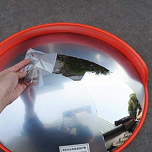 Image of LADWA 18-Inch Convex Parking Safety Mirror with Adjustable Bracket - Wide-Angle View, High Visibility Orange Frame, for Indoor Use, Garages, Driveways & Parking Areas - 1 Pc