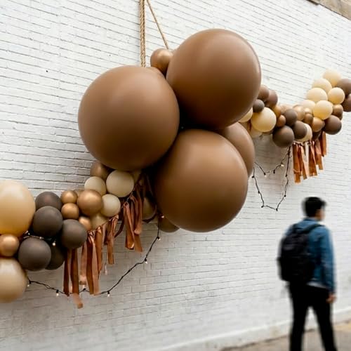 Image of PartyWoo Brown Balloons 4pcs 36 Inch Boho Neutral Coffee Tan Fall Latex Helium Balloons for Wedding Baby Shower Gender Reveal Graduation Safari Woodland Birthday Fall Party Decorations Brown-F09