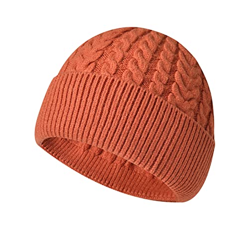PRDECE Sombreros de punto de invierno para hombres y mujeres Parejas Moda Simple Color Fried Masa Pullover Headgear Deportes Sombrero de lana, naranja, Talla única Cover