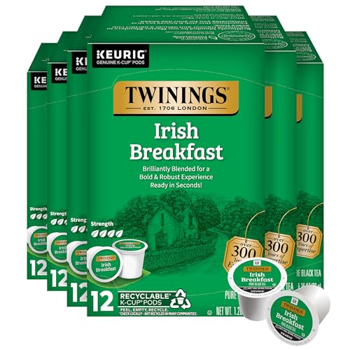 Twinings Irish Breakfast Black Tea K-Cups for Keurig, 12 CT Box (6 Pack)