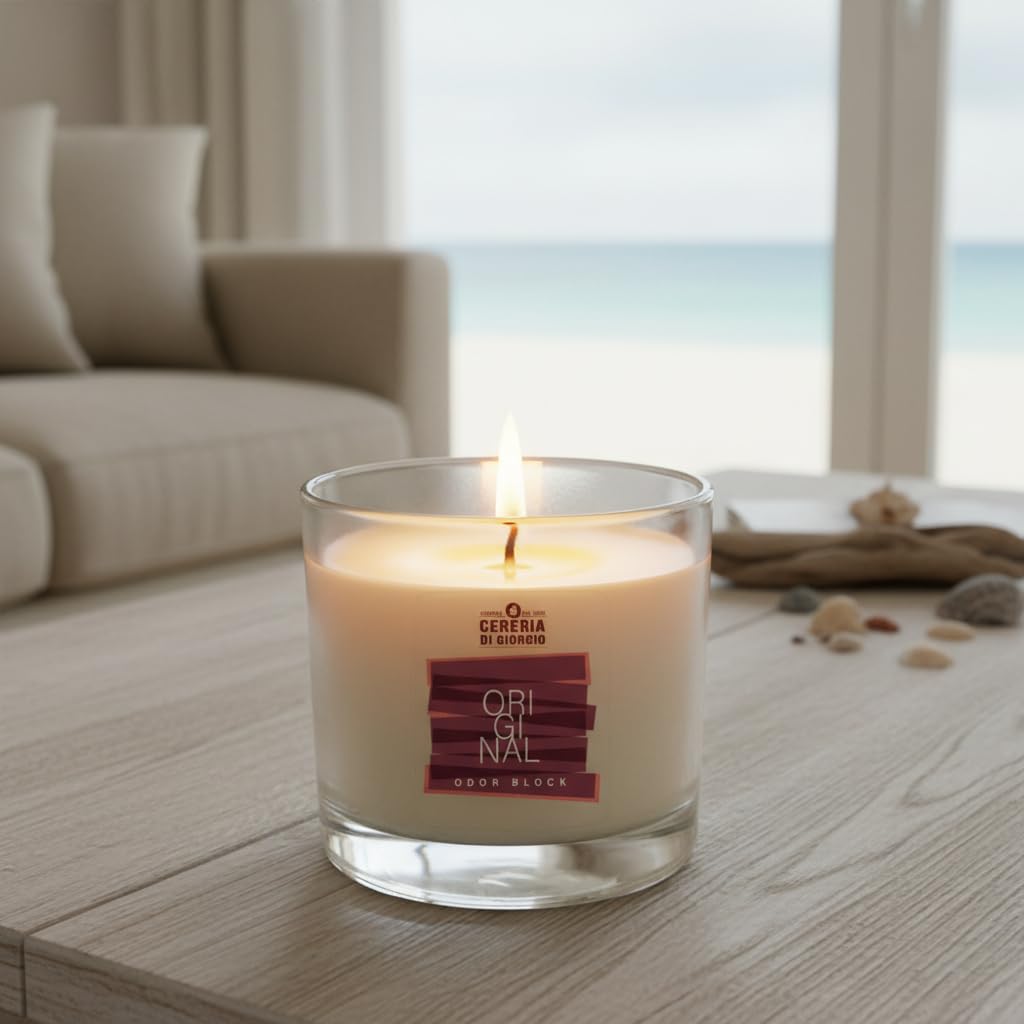 Cereria Di Giorgio - Confezione da 6 Candele in bicchiere - Cera vegetale di Palma e Soia - Collezione Odor Block - Original - Durata 50 ore