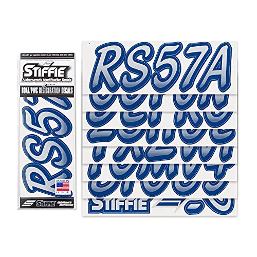 Image of STIFFIE Whipline Silver /Navy 3 inch Boat & PWC Registration Decals • Numbers Letters Stickers