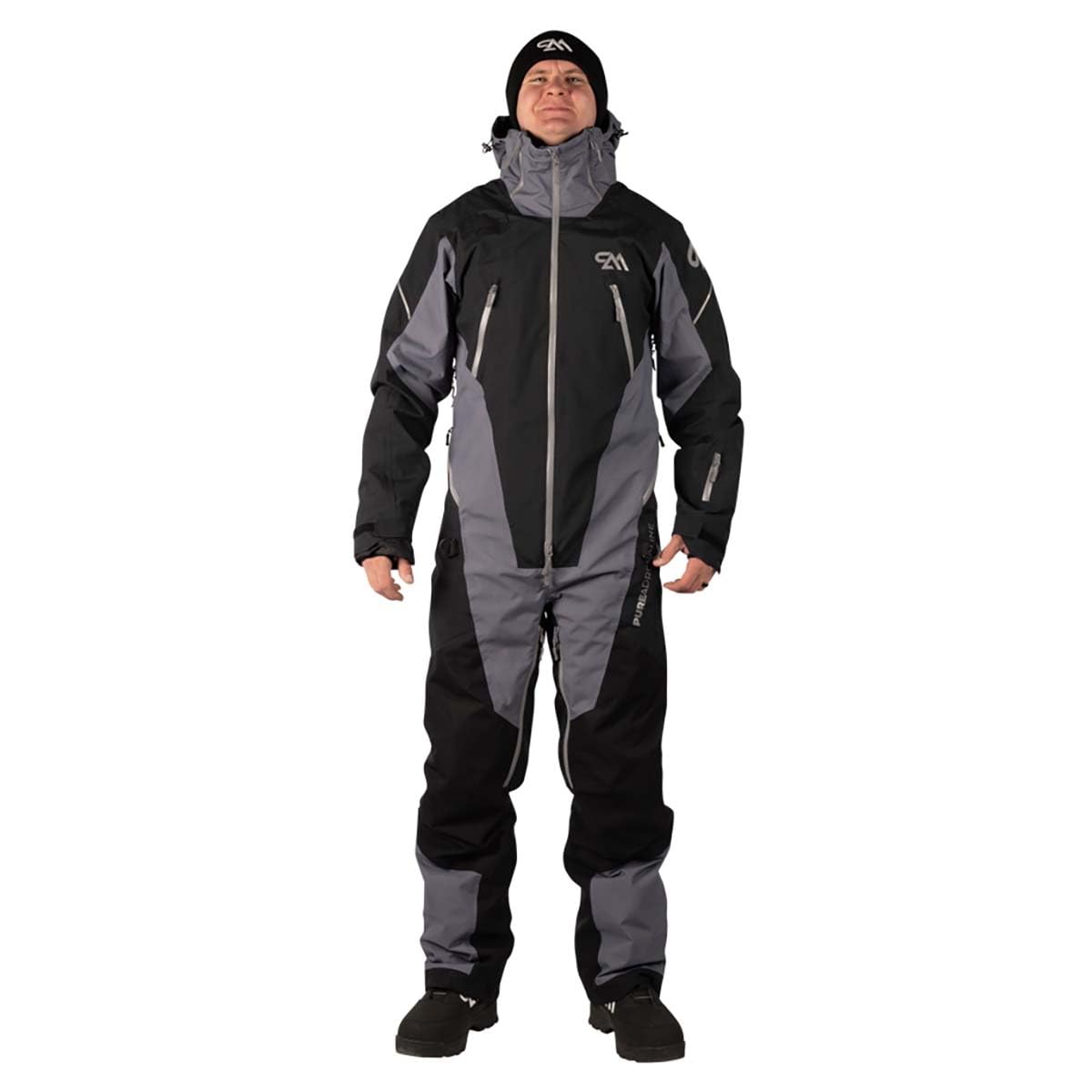 PureAdrenaline Men's Rise Series Snowmobile Monosuit (Black/Lava Smoke - Medium)