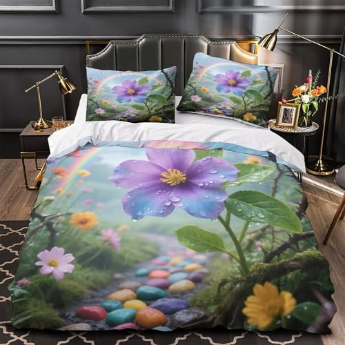 Housse de couette violette fermeture éclair cachée pour lit simple microfibre 140x200 - 4