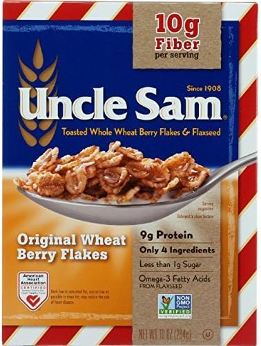 Uncle Sam Toasted Whole Wheat Berry Flakes & Flaxseed Original Cereal, 10-Ounce Boxes (Pack of 6)