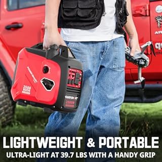PowerSmart 2500W Portable Inverter Generator, Whisper Quiet Generator for Camping, Emergency Use, Lightweight 39.7lbs(18kg)