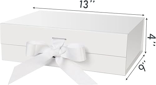 Miniatura 7 de Caja de regalo con tapa para regalos de 10.5 x 7.5 x 3.1 pulgadas con cinta y cierre magnético (paquete de 1) (blanco)