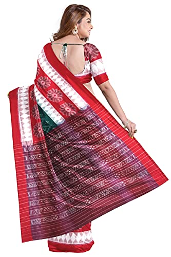 Image of Odisha Sambalpuri Handloom Ikat Women's Cotton Saree, Odisha Handloom Handmade Pure Cotton Khandua Saree, Ikkat Orissa Traditional Handloom Saree Without Blouse