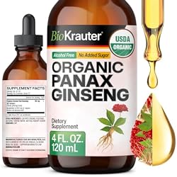 USDA Organic Panax Ginseng for Immune Support, Focus & Clarity - 4 Fl.Oz | Vegan Panax Ginseng Supplement Supports Performance - Alcohol & Sugar Free, 57-Day Supply, Liquid Drops for Immune Wellness