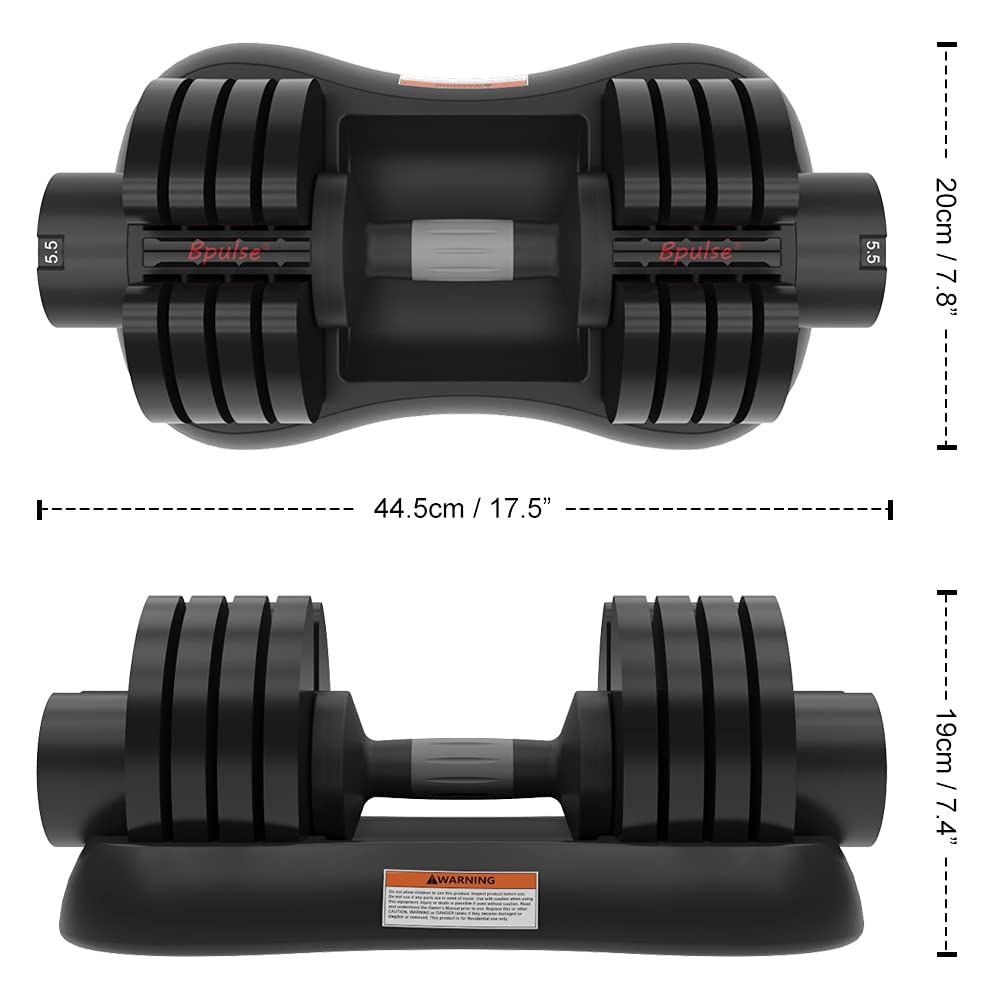Bpulse 27.5lb/33lb/50lb Single Adjustable Dumbbell Dial Adjustable