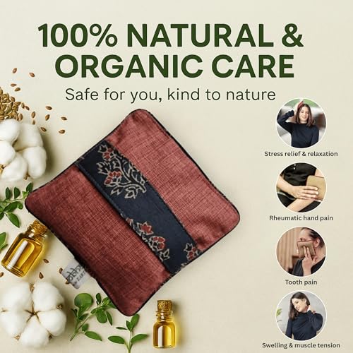 Image of Mini Herbal Heating Pad for Toothache & Pain Relief | No Gel Hot & Cold Therapy Pack | Handmade Khadi Cotton Compress with Natural Herbs for Rheumatic Pain, Cramps & Muscle Relief