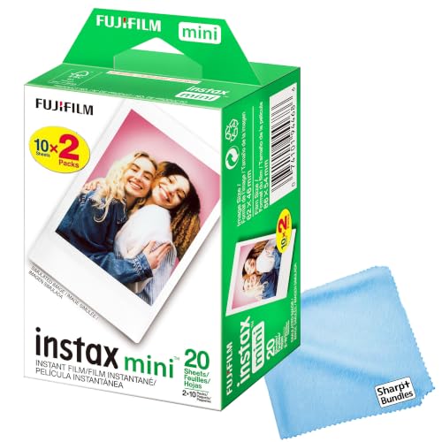 Película instantánea Fujifilm Instax Mini: 20 disparos totales (10 hojas × 2), para cámaras Fujifilm Instax Mini, calidad premium ISO 800, fotos blancas de tamaño cartera (5,4 × 8,6 cm) miniatura 1