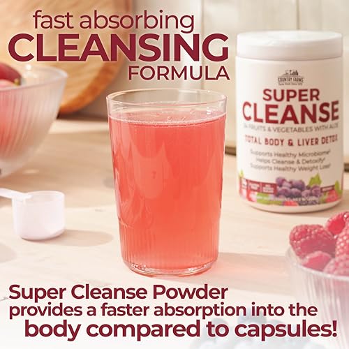 COUNTRY FARMS Super Cleanse, Super Juice Cleanse, Supports Healthy Digestive System, 34 Fruits and Vegetables with Aloe, Promotes Natural Detoxification, Drink Powder, 14 Servings, 9.88 Ounce - Image 6