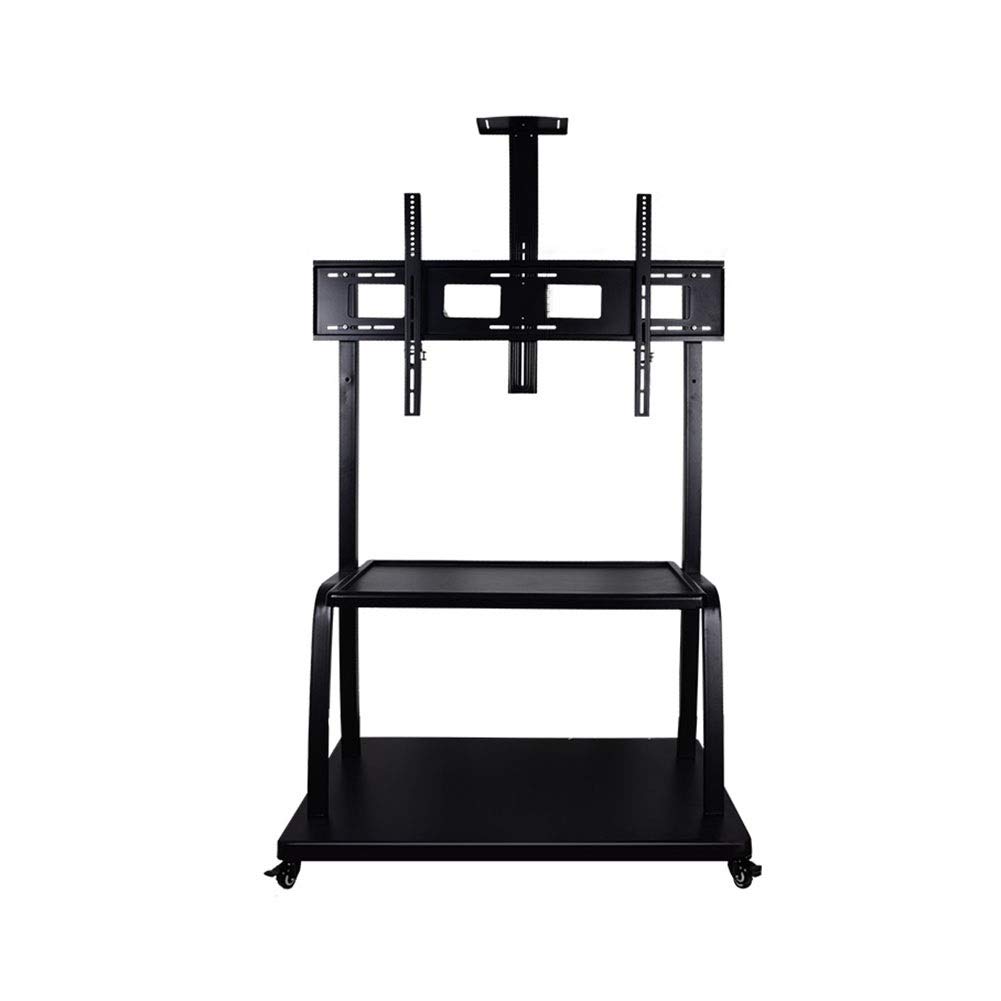 DFGHNBVC Universal Tv Stand Portable Tv Stand Mobile Tv Stand For 32"-100" Lcd Led Oled Plasma Screen, Height Adjustable Tall Tv Cart Floor Stand With Tray And Wheels Up To 80Kg T,Black-55