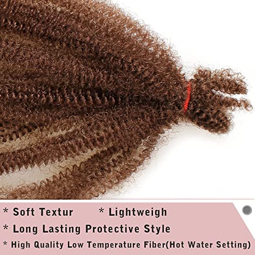 Xtrend 8 Packs Pre-Separated Spring Afro Twist Hair 16 Inch Long Spring Twsit Crochet Hair For Butterfly Locs Brown Synthetic Marley Twist Hair Extension For Black Women 30# - Image 3
