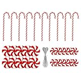 30 piezas de bastón de caramelo, decoración de árbol de Navidad, adornos colgantes de menta para Navidad, manualidades, fiestas, vacaciones, suministros decorativos, incluye 109 yardas, manualidades,